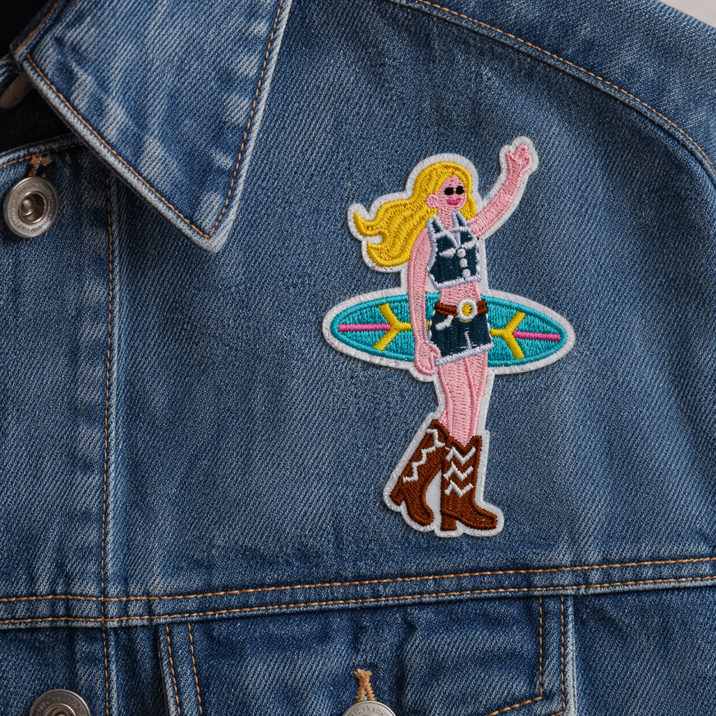 Surf cowgirl – silitettävä kangasmerkki
