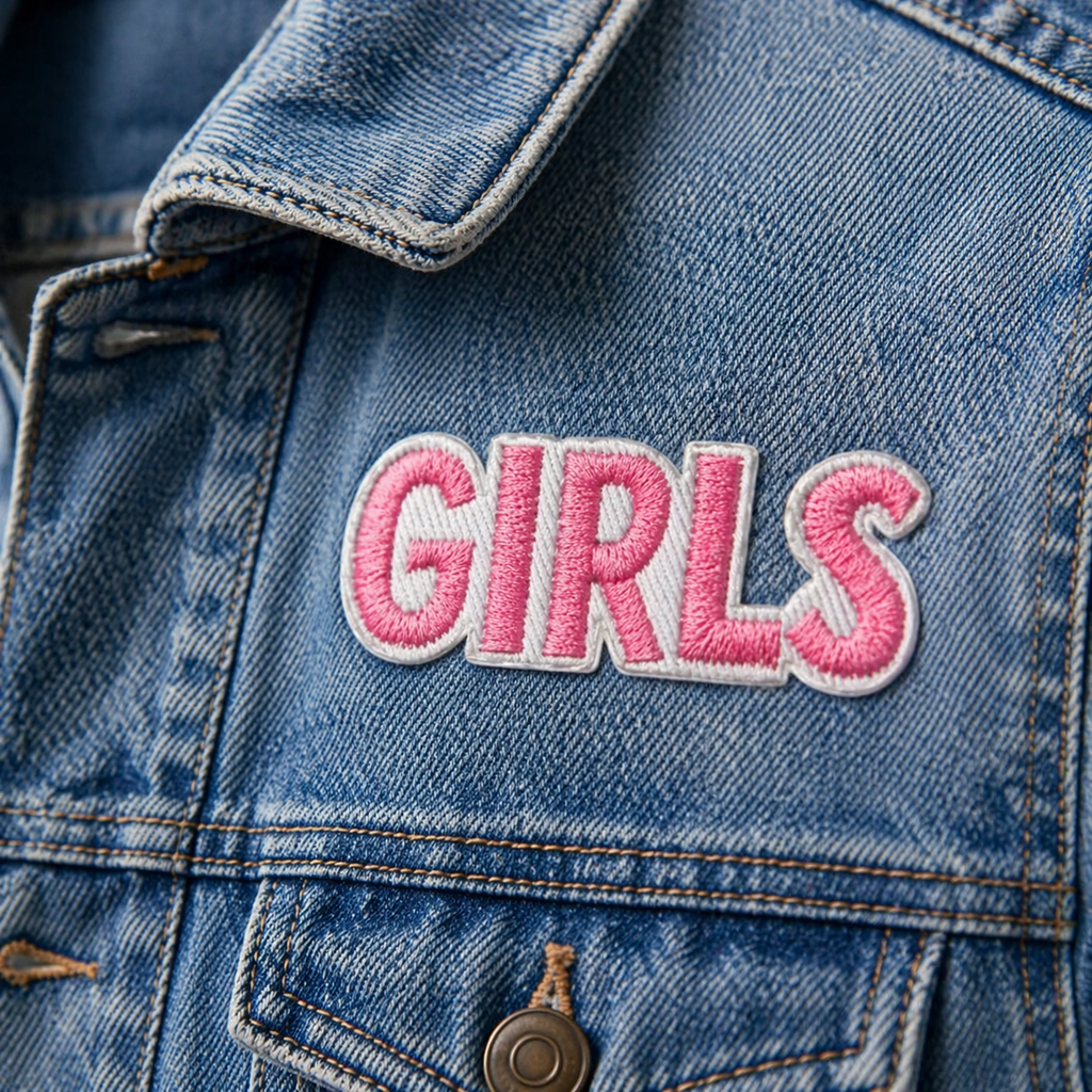 Girls roosa – silitettävä kangasmerkki