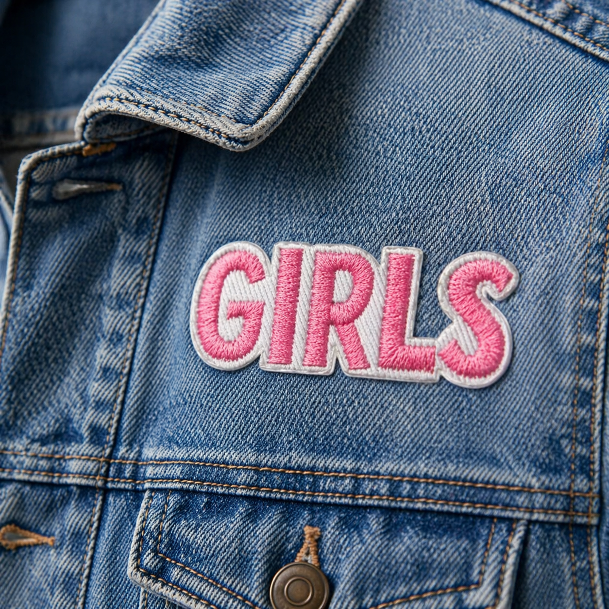 Girls roosa – silitettävä kangasmerkki