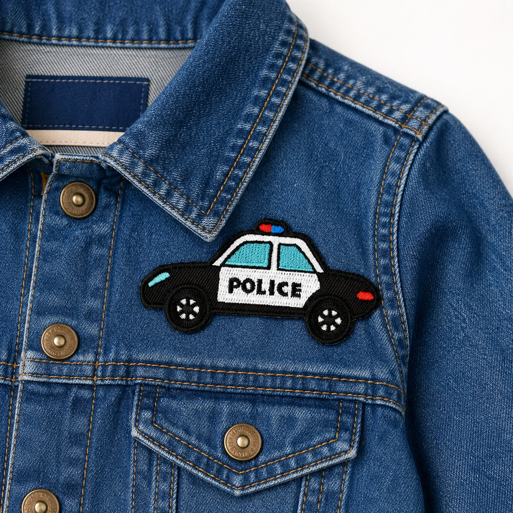Poliisiauto – silitettävä kangasmerkki