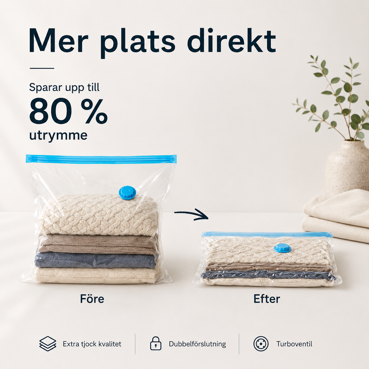 Vakuumipussit vaatteille ja tekstiileille – 50×70 cm, 2 kpl