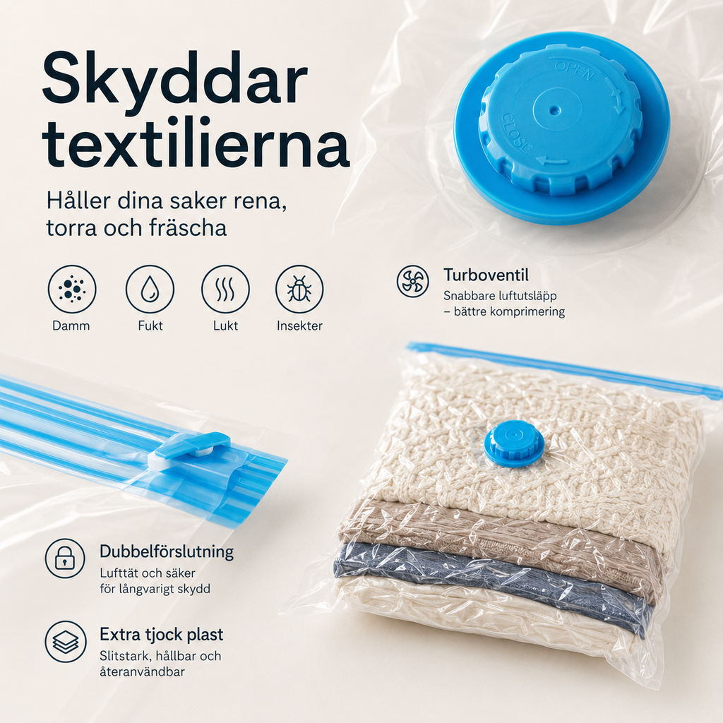 Vakuumipussit vaatteille ja tekstiileille – 50×70 cm, 2 kpl