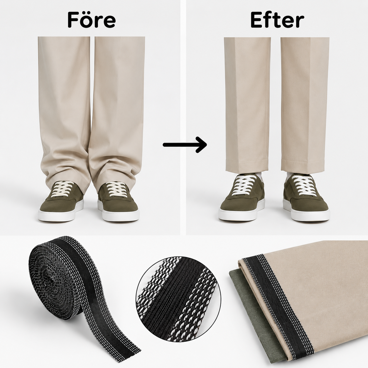 Päärmenauha housuihin ja verhoihin – silitettävä, 2 metriä